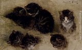 Studies Of Kittens by Henriette Ronner-Knip
